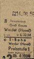 1958 eine Fahrt von Groß Kreutz nach Potsdam = 1,10 DM