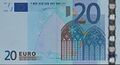 20 EURO, Bargeld-Einführung der Gemeinschaftswährung am 1.1.2002, 1. Ausgabe