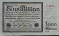 Inflation, Reichsbanknote, Eine Billion = 1000 Milliarden, Feb. 1924