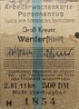 Arbeiterwochenkarte nach Werder = 2,00 DM