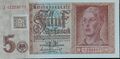 Fünf Reichsmark mit Aufkleber für SBZ vom 23. Juni bis 24. Juli 1948