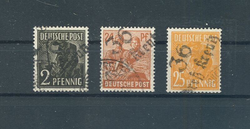 Datei:Handstempel 36 Groß Kreutz a. 2, 24, 25Pf.von 1947.jpg